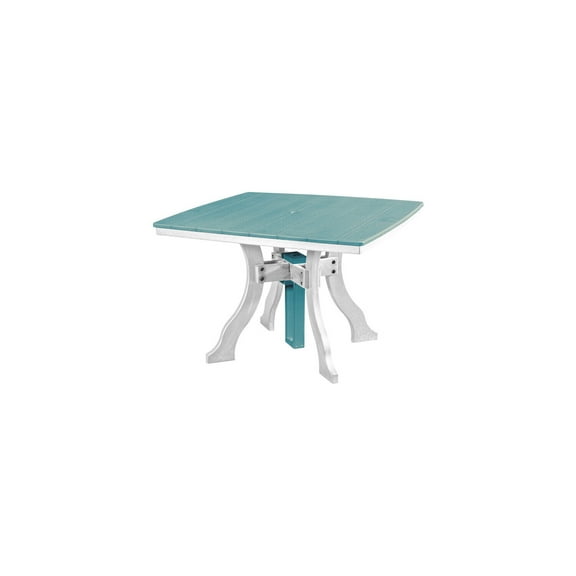 Blue Square Dining Table - UV & Water Proof - Outdoor Patio Table w/ Umbrella Hole - Durable Plastic