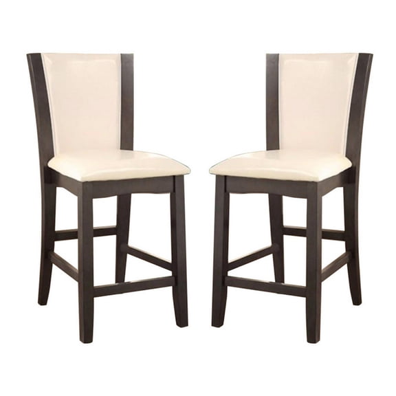 Counter Height Chair Set of 2 - Gray Finish with Ivory Upholstery