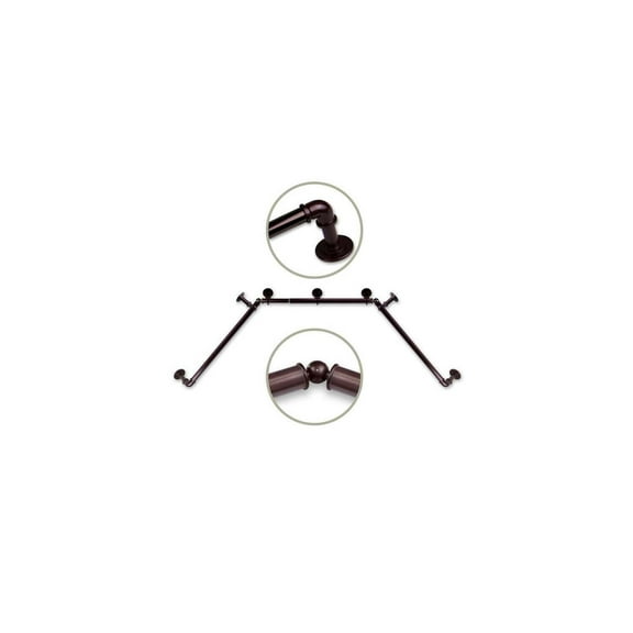 Bay Window Curtain Rod - Adjustable Bronze Rod, Rustic Home Decor, Stylish Curtain Hardware, 1 Inch Diameter