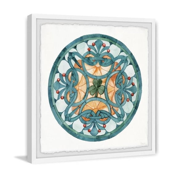 HomeStock Renaissance Rhapsody Blue Center Clover Leaf Framed Painting Print, 12" x 12", Contemporary Wall Decor: Abstract, Digital Art Prints, and Modern Styles for Your Home
