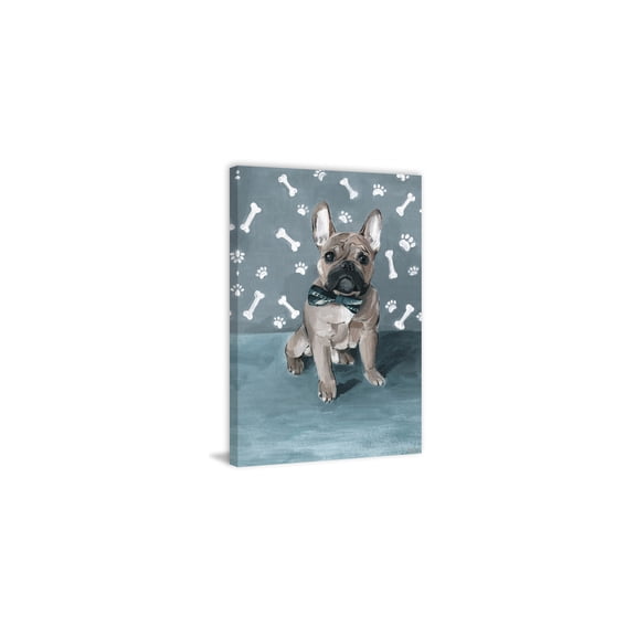 HomeStock Renaissance Rhapsody Bulldog and Bones Painting Print on Wrapped Canvas, 24" x 36", Modern Handmade Canvas Art Decor - Unique and Chic Wall Prints for Contemporary Spaces