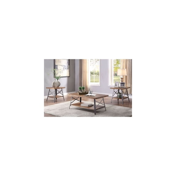 HomeStock Renaissance Rhapsody Coffee Table, Weathered Oak & Sandy Black