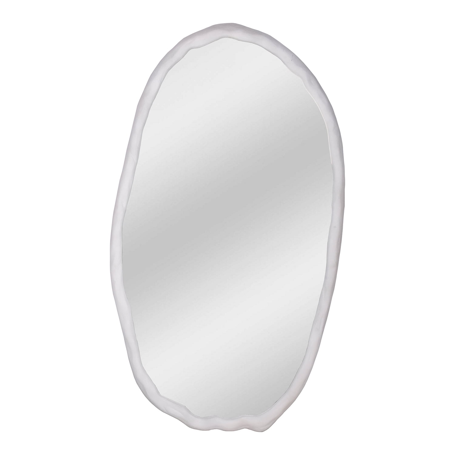 White Oval Aluminum Wall Mount Accent Mirror