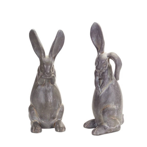 HomeStock Renaissance Rhapsody Stone Rabbit Garden Statue (Set Of 2)