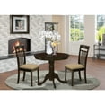 thumbnail image 1 of Kitchen Dining Table Set - Wooden Chairs - Cappuccino Finish Table - Linen Seat - Small Round Table, 1 of 5