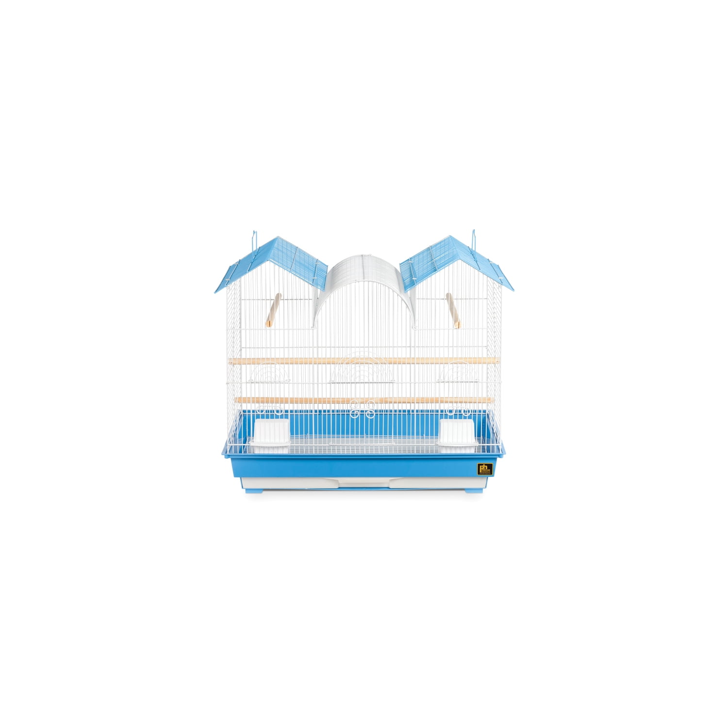 HomeStock Renaissance Rhapsody Triple Roof Bird Cage with Elegant Multi-Tiered Design, Durable Construction, Spacious Interior-Color:Blue