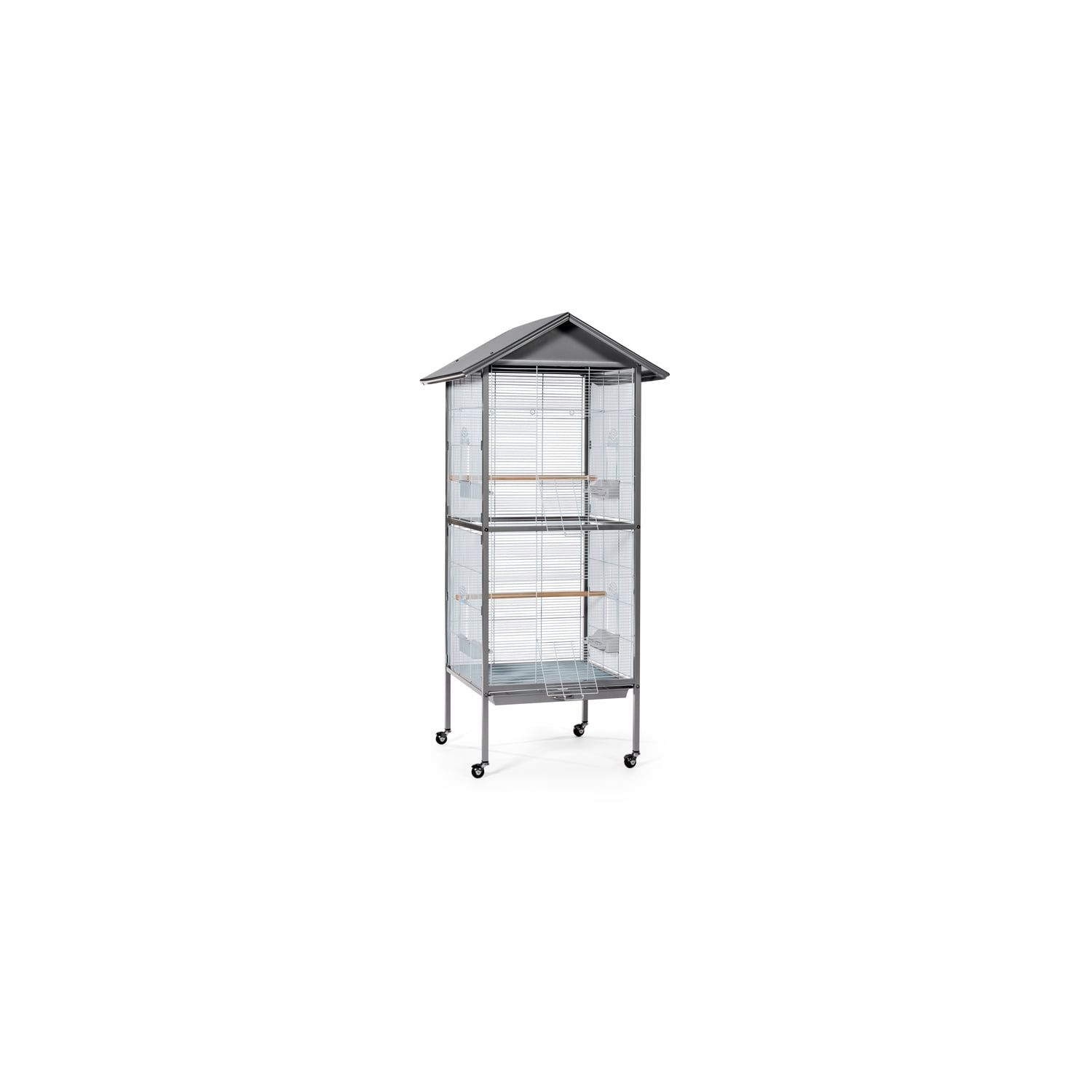 HomeStock Renaissance Romance Charming Bird Cage with Elegant Design, Intricate Details, and Spacious Interior for Birds-Color:Gray,Size:23.63"L x 23.5"W x 65.5"H