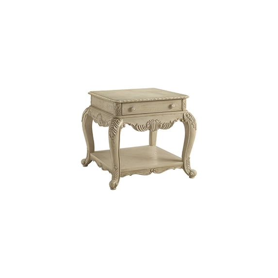 HomeStock Renaissance Romance End Table, Antique White