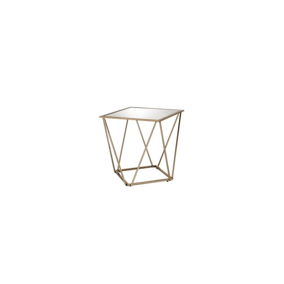 HomeStock Renaissance Romance End Table in Mirrored & Chagne Gold Finish