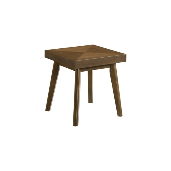 HomeStock Renaissance Romance End Table with 22 Inch Square Parquet Top and Walnut Brown Angled Wood Legs 20.25 x 20.25 x 22 Inch