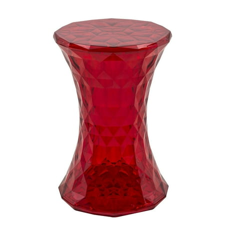 Modern Diamond Side Table - Patio Accent Stool, UV Protected, Easy Clean, No Assembly - 18" Height