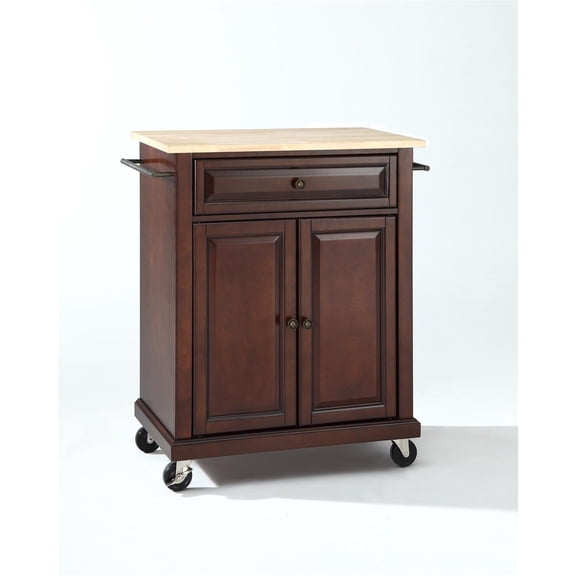 HomeStock Artisanal Attic Kitchen Island with Durable Table Top, Heavy-Duty Casters for Mobility, Modern Kitchen Cart, Sleek Finish Kitchen Island with Casters-Color:Mahogany,Size:Natural Wood Top