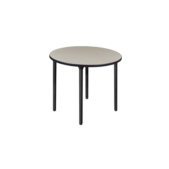 HomeStock Retro Relaxation 36" Medium Round Breakroom Table with Folding Legs Durable Work Surface and Space Saving Flat Storage Feature for Easy Use