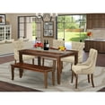 thumbnail image 1 of Retro Dining Set - 6Pc Table, 5 ChairsBench - Mahogany Finish Dinette Set, 1 of 6