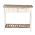 thumbnail image 1 of HomeStock Retro Relaxation Distressed White And Wood 2-Drawer 1-Shelf Console And Entry Table, 1 of 10