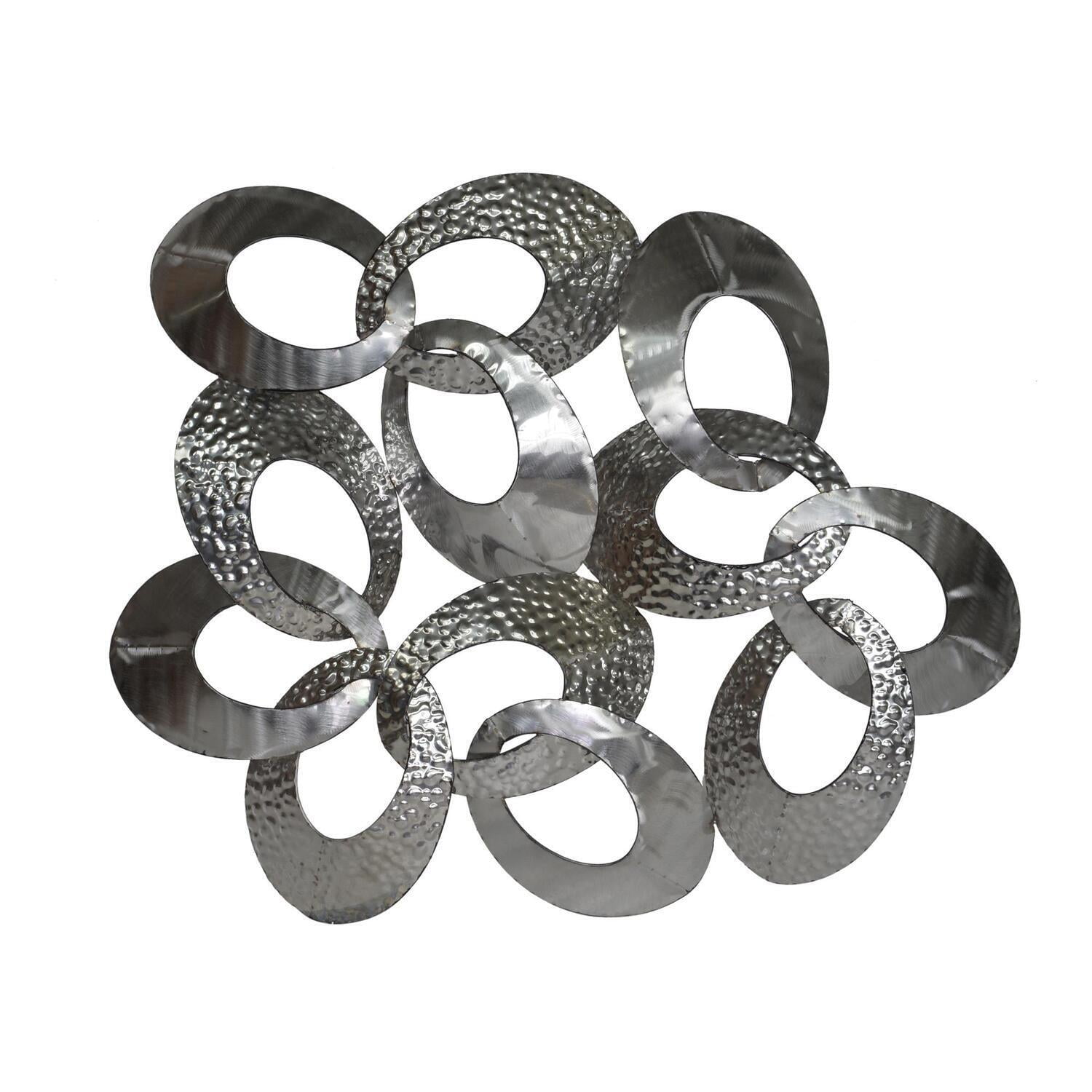 Silver Looped Stainless Steel Modern Wall Art Sculpture