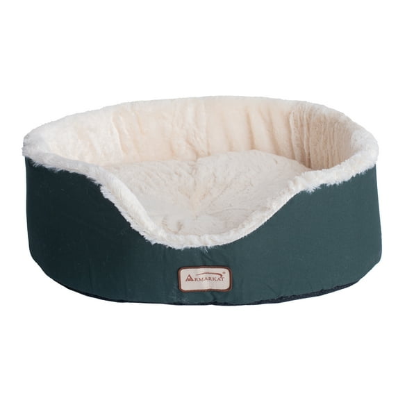 HomeStock Retro Relaxation Oval Pet Bed - 16.5"L x 15"W x 8"H - Canvas & Plush, Waterproof Base, Ideal for Cats and Extra Small Dogs, Machine Washable