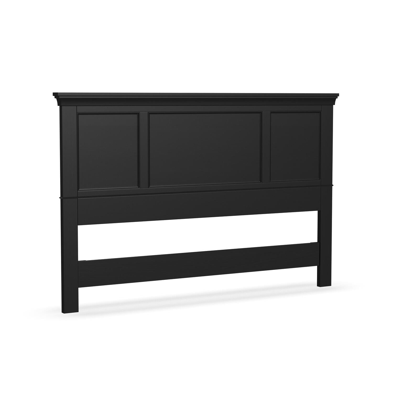 Bedford Black Wood King Headboard with Raised Panels