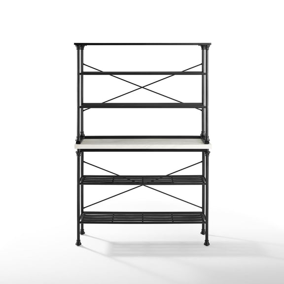 Baker's Rack with Hutch - Retro French Industrial Kitchen Storage Rack - Modern Farmhouse Decor