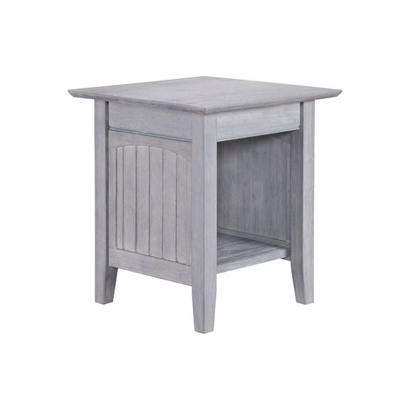 Homestock Island Oasis End Table, Tongue And Groove Bead Board Design, Solid Hardwood Build, 20W X 20D X 22H, Open Bottom Shelf For Storage-Color:Driftwood,Size:Single