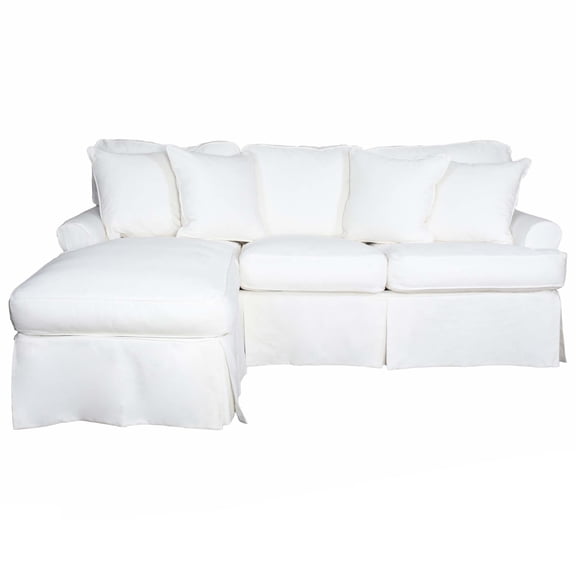 HomeStock Retro Renaissance Horizon Slipcovered Sleeper Sofa with Reversible Chaise , Performance Fabric Washable Water- Stain-Proof , Size Memory Foam Gel Mattress , White