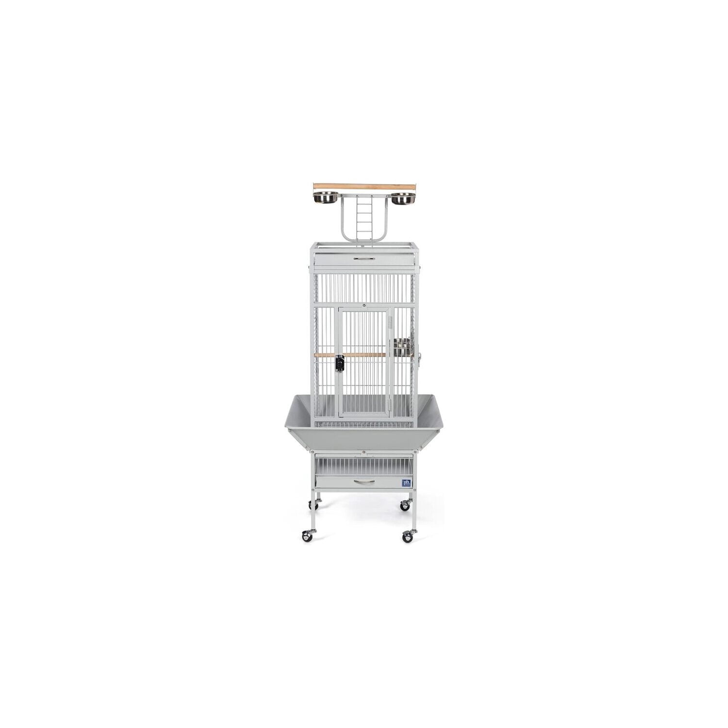 HomeStock Retro Renaissance Iron Select Bird Cage with Elegant Design, Durable Construction, Easy-Clean Tray-Color:Pewter White