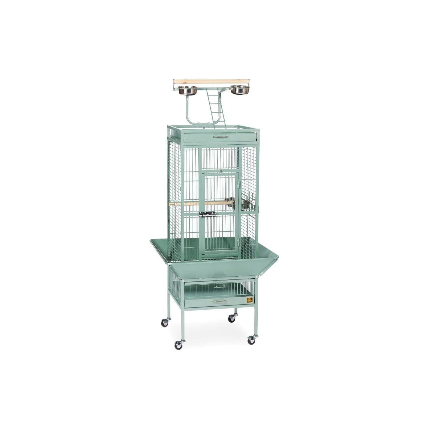 HomeStock Retro Renaissance Iron Select Bird Cage with Elegant Design, Durable Construction, Easy-Clean Tray-Color:Sage Green