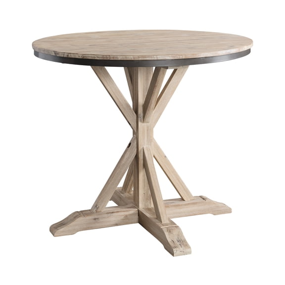 Round Counter Height Dining Table - 42 Inch Retro Design, Rustic Pedestal Table, Durable Finish