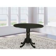 Homestock Artistic Accomplishment Antique Round Dining Table Made Of Sturdy Wood, Round Table Top With Clean Finish, Ideal For Small Dining Areas, Modern Compact Dining Table-ColorBlack,Size42-Inch