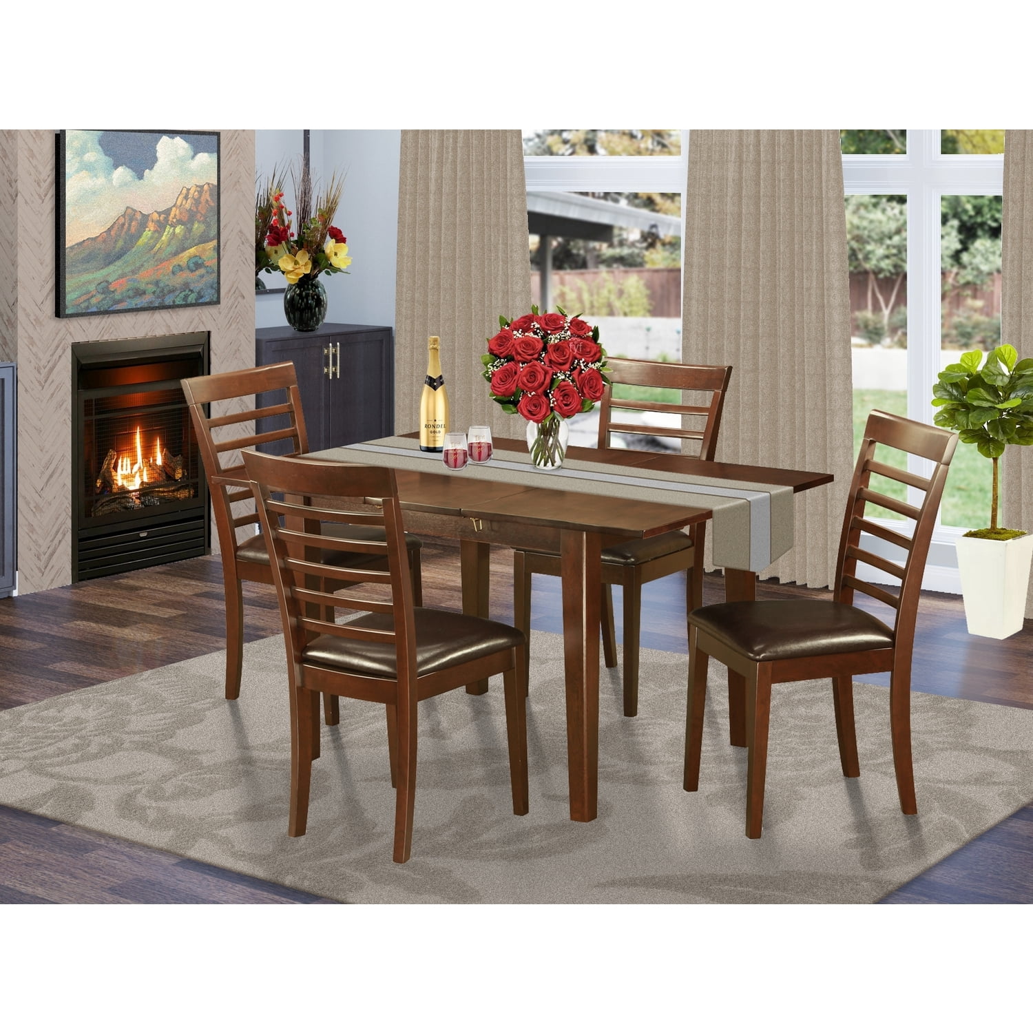 Retro Dinette Set - 5 Piece Table & Chair Set - Saddle Brown - Compact ...