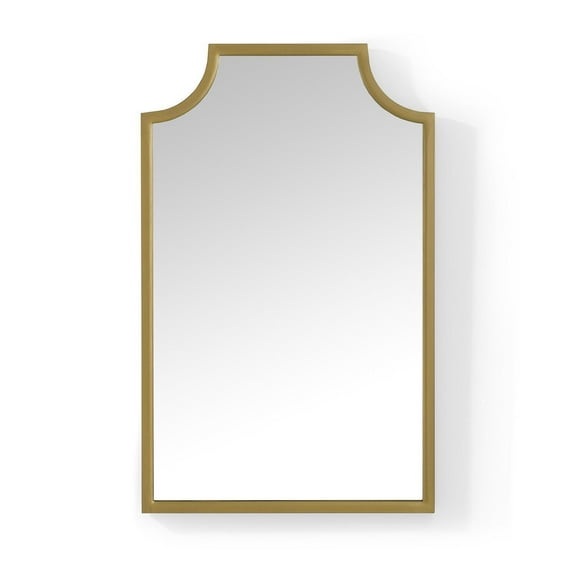 Retro Wall Mirror - 38" Gold Pagoda Frame - Art Deco Style Mirror for Entryway, Hallway, Living Room Decor