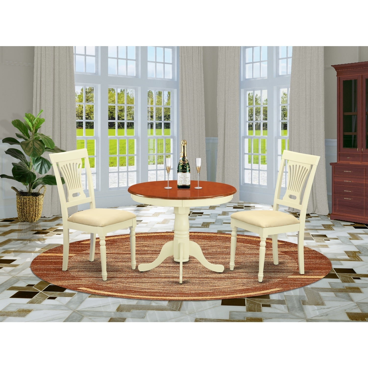 Retro Dining Set - Round Table & 2 Chairs - Kitchen Table Set ...