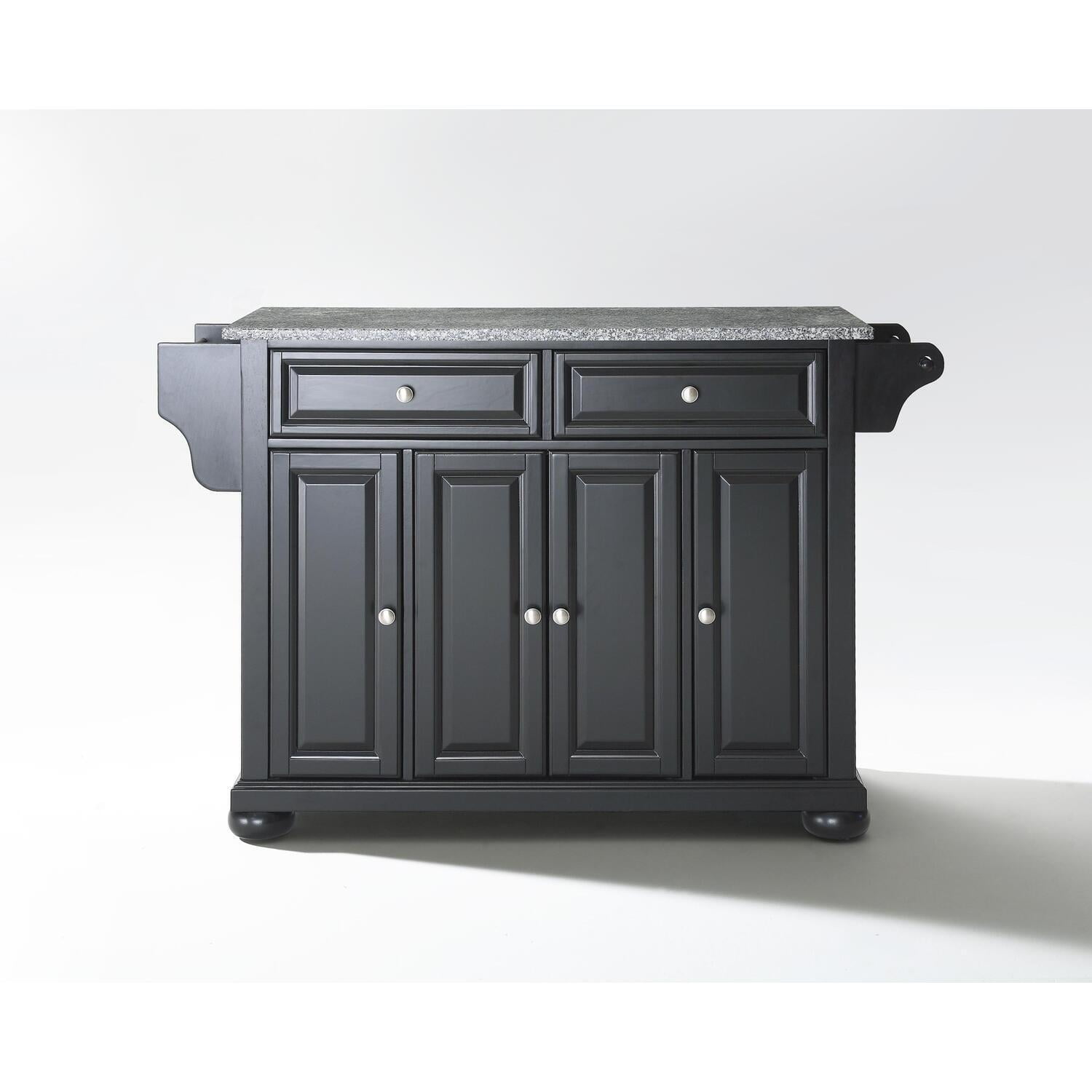 Cambridge Black Kitchen Island with Granite Top and Storage