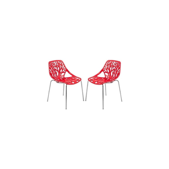 Retro Revival Modern Stackable Dining Chair with Chromed Legs - Set of 2, Modern Dining Room Chairs with Solid Back, Polypropylene, 22" D x 21" W x 31" H