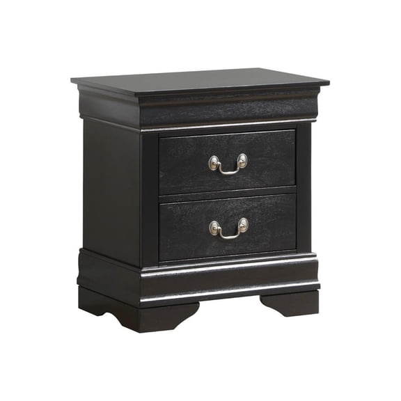 Homestock Seaside Style Nightstand Featuring 2 Drawers and Traditional Design, Ideal for Storing Bedside Essentials with Lasting Durability, 22"D x 16"W x 24"H-Color:Black