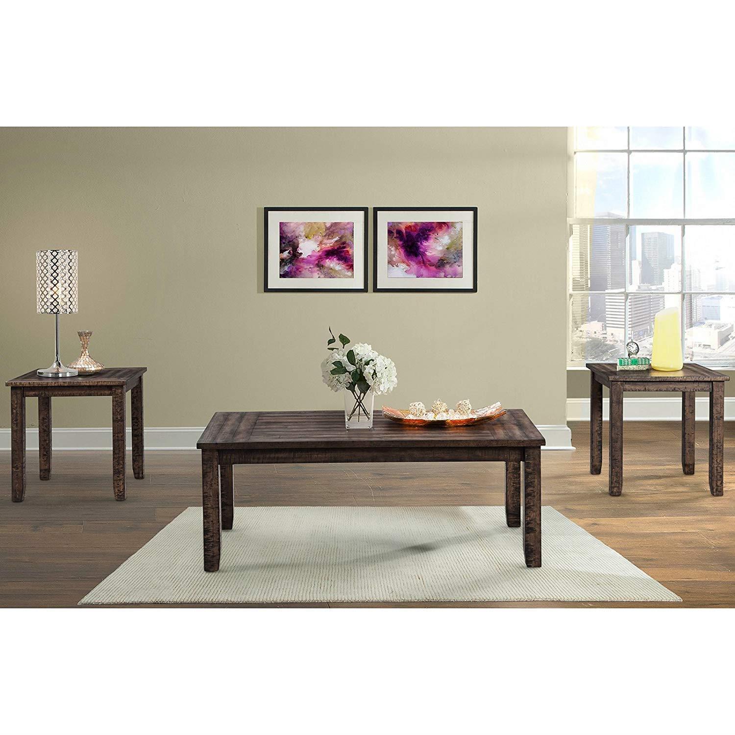 Ecrin Dark Wood 3-Piece Living Room Table Set