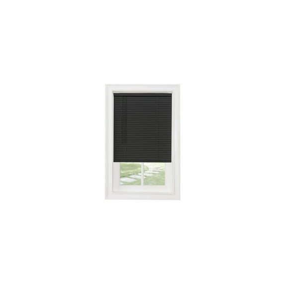 HomeStock Rococo Radiance 1" Light Filtering Mini Blind - 47x48 - Black - Cordless, Light Filtering, PVC Construction, Tilt Wand Operation, Hidden Mounting Brackets