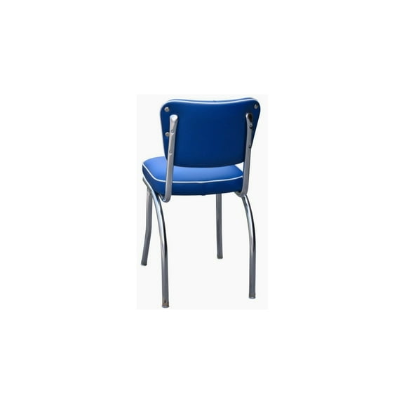 HomeStock Diner Chair with Button Tufted Back and 2" Box Seat, Metal - 19.5"D x 15.5"W x 31.5"H, Chrome Plated Steel Frame-Color:Royal Blue