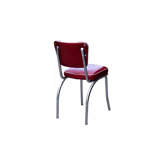 Retro Diner Chair - Chrome Steel Frame, Upholstered Box Seat, 'V' Back - Home & Restaurant Seating