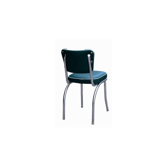 Retro Diner Chair - Chrome Steel Frame, Upholstered Box Seat, 'V' Back - Home & Restaurant Seating