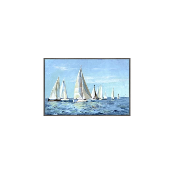 HomeStock Rococo Radiance Dreams Set Sail Floater Framed Painting Print on Canvas, Wall Art, Canvas Print, Framed Prints, Wall Hanging Prints for Living Room - 36"L x 1.5"D x 24"H