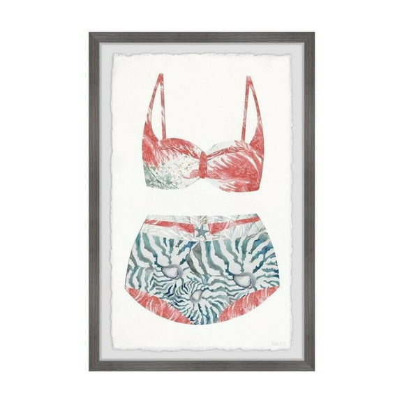 HomeStock Rococo Radiance Flamingo Summer Swimsuit Framed Painting Print, Contemporary Wall Decor: Abstract, Digital Art Prints, and Modern Styles for Your Home