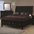 thumbnail image 1 of Queen Size Sleigh Bed - Rococo Radiance Design, Black Finish, Storage & Brushed Nickel Knobs, 1 of 3