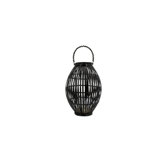 Coastal Lantern with Rope Handle - Black Home Decor - 8.5" Dia x 13.5" H