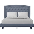 thumbnail image 1 of Modern Marvel Upholstered Platform Bed in Gray with Tufted Headboard and Sturdy Wood Slat Support, 1 of 5