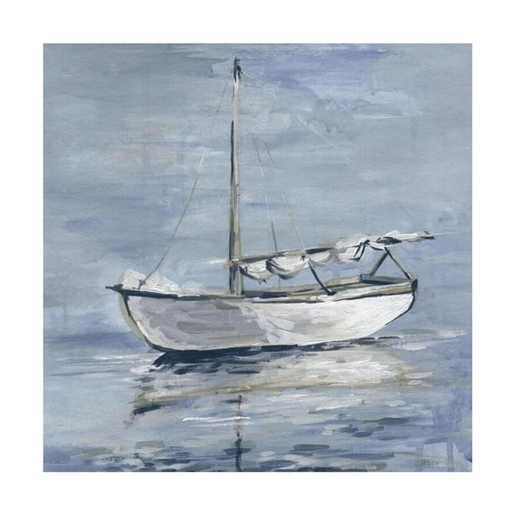 HomeStock Rococo Radiance Sailing Blue Painting Print on Wrapped Canvas, 40" x 40", Modern Handmade Canvas Art Decor - Unique and Chic Wall Prints for Contemporary Spaces