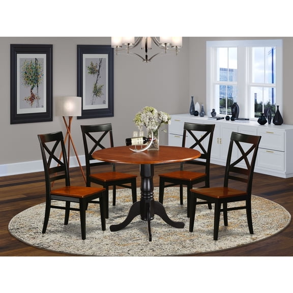 Dining Table Set for 4 - Rococo Radiance Table & Chairs - Asian Hardwood Dining Room Furniture
