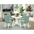 thumbnail image 1 of Round Pedestal Dining Table Set with 4 Chairs - Linen White Kitchen Table Set, 1 of 5