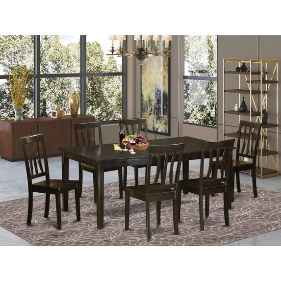 Homestock Victorian Virtue Dining Room Set - Table With Vertical Slatted Chairs, Constructed From Solid Wood For Durability, Ideal For Elegant Dining Spaces