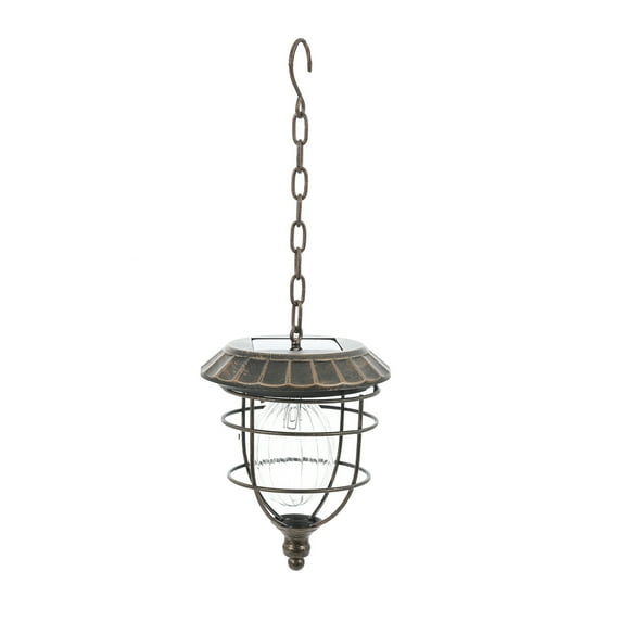 HomeStock Rococo Romance Brown Metal/Plastic Outdoor Solar Hanging Lantern